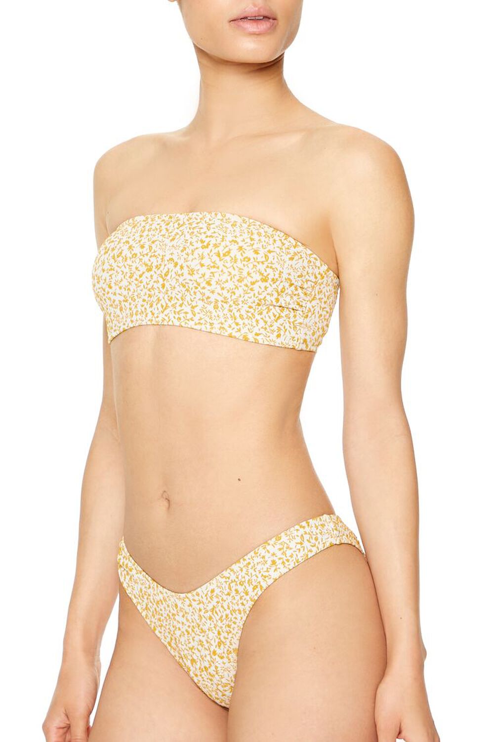 SAND/GOLD Jacquard Floral High-Leg Bikini Bottoms, image 2