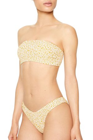 SAND/GOLD Jacquard Floral High-Leg Bikini Bottoms, image 2