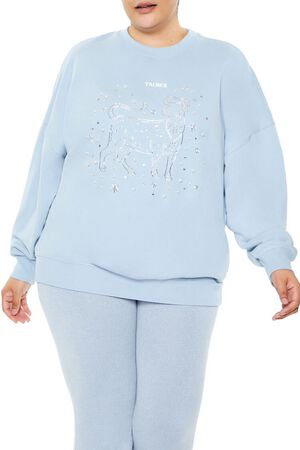 STONE BLUE/MULTI Plus Size Beaded Taurus Pullover, image 1