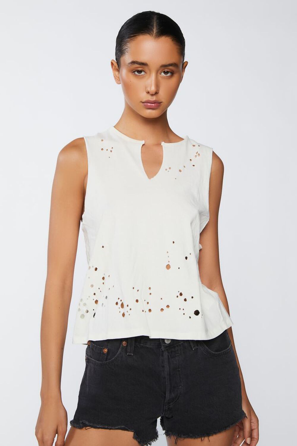 CREAM Distressed Muscle Tee, image 1