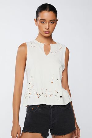 CREAM Distressed Muscle Tee, image 1