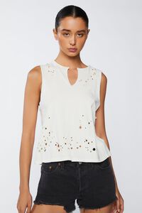 CREAM Distressed Muscle Tee, image 1