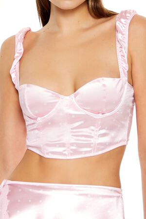 PINK/WHITE Polka Dot Lingerie Corset Crop Top, image 3