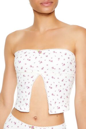 WHITE/MULTI Seamless Floral Tube Top, image 2