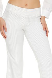 WHITE/BLACK Pinstriped Low-Rise Trouser Pants, image 5