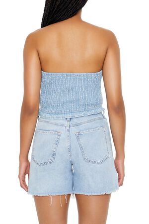 LIGHT DENIM Cropped Chambray Tube Top, image 3