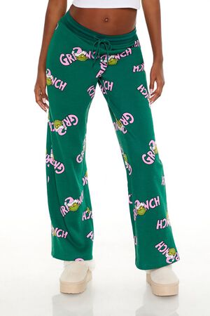 GREEN/MULTI Grinch Print Fleece Pants, image 2