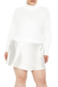 WHITE Plus Size Turtleneck Sweater, image 1