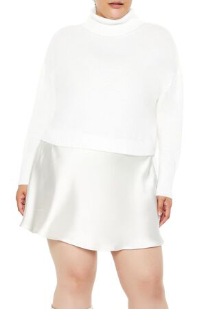 WHITE Plus Size Turtleneck Sweater, image 1