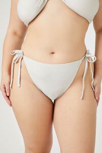 IVORY Plus Size Glitter Knit String Bikini Bottoms, image 2