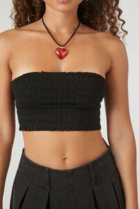 BLACK Sweater-Knit Chevron Cropped Tube Top, image 5