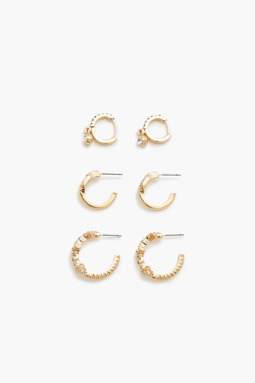 GOLD/CLEAR Rhinestone Hoop Earring Set, image 1