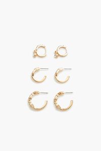 GOLD/CLEAR Rhinestone Hoop Earring Set, image 1