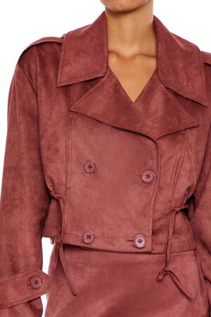 MAPLE Faux Suede Cropped Trench Coat, image 3