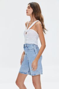WHITE V-Strap Cutout Crop Top, image 2
