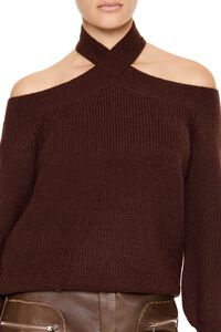 TURKISH COFFEE Crisscross Off-the-Shoulder Sweater, image 3