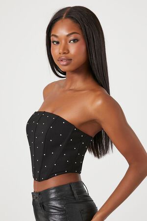 HEATHER GREY Cropped Corset Tube Top, image 2