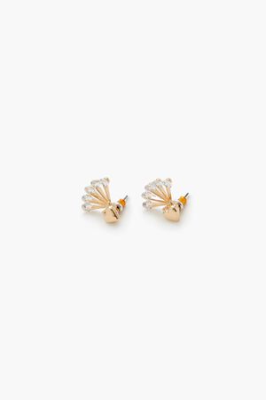GOLD/CLEAR Rhinestone Heart Stud Earrings, image 1