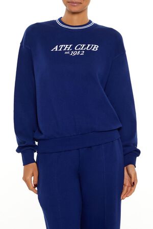 DARK NAVY/MULTI Fleece Varsity-Striped Pullover, image 1