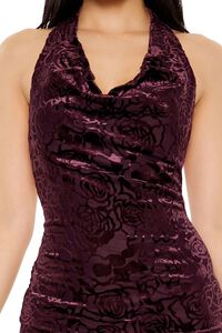 WINE Jacquard Floral Halter Mini Dress, image 5