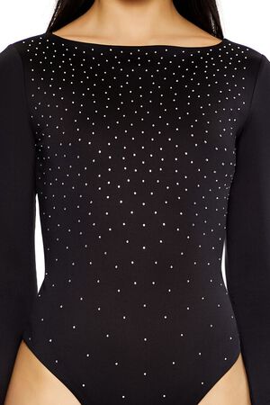 BLACK Contour Sculpt Rhinestone Bodysuit, image 3