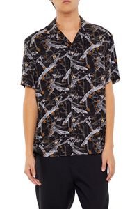 BLACK/MULTI Leaf Print Short-Sleeve Shirt, image 1