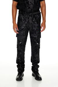 BLACK Textured Slim-Fit Mid-Rise Pants, image 2