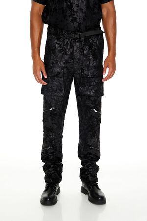 BLACK Textured Slim-Fit Mid-Rise Pants, image 2