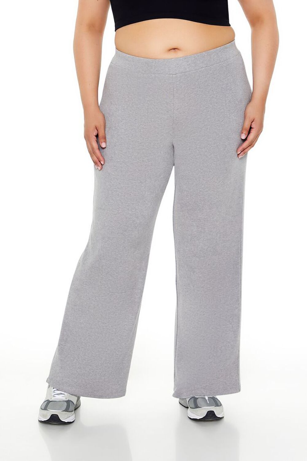 HEATHER GREY Plus Size High-Rise Wide-Leg Pants, image 2