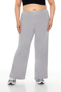HEATHER GREY Plus Size High-Rise Wide-Leg Pants, image 2