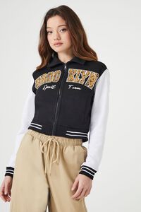 BLACK/MULTI Brooklyn Zip-Up Bomber Jacket, image 2