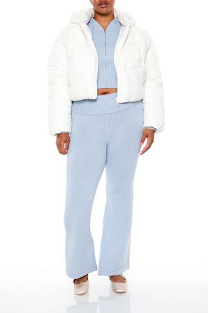 WHITE Plus Size Hooded Puffer Jacket, image 2