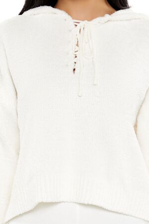 DARK GREY Hooded Lace-Up Sweater, image 3