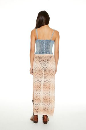CREAM/TAN Striped Crochet Maxi Skirt, image 3