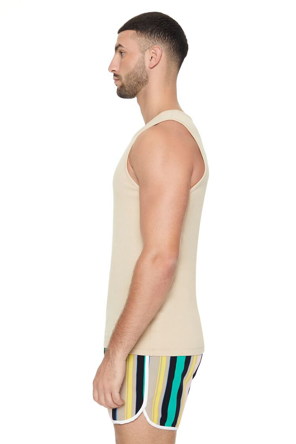 JADE/MULTI Striped Drawstring Short Inseam Swim Trunks, image 2