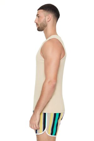 JADE/MULTI Striped Drawstring Short Inseam Swim Trunks, image 2
