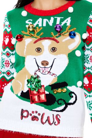 GREEN/MULTI Santa Paws Fair Isle Sweater, image 3