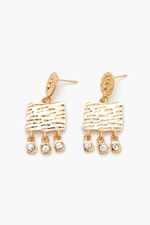 GOLD/CLEAR Rhinestone Chandelier Earrings, image 1