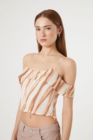 ROSE/MULTI Marble Print Open-Shoulder Top, image 2