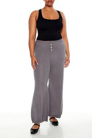 SEASHELL PINK Plus Size Sweater-Knit Wide Pants, image 1