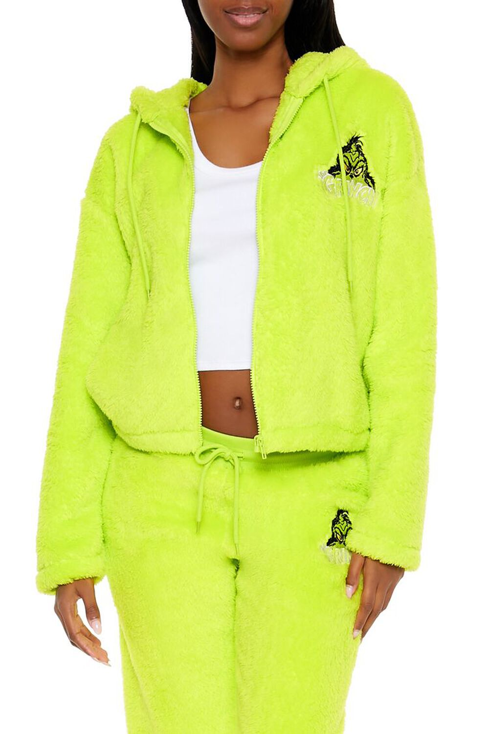 GREEN/MULTI The Grinch Embroidered Zip-Up Hoodie, image 1