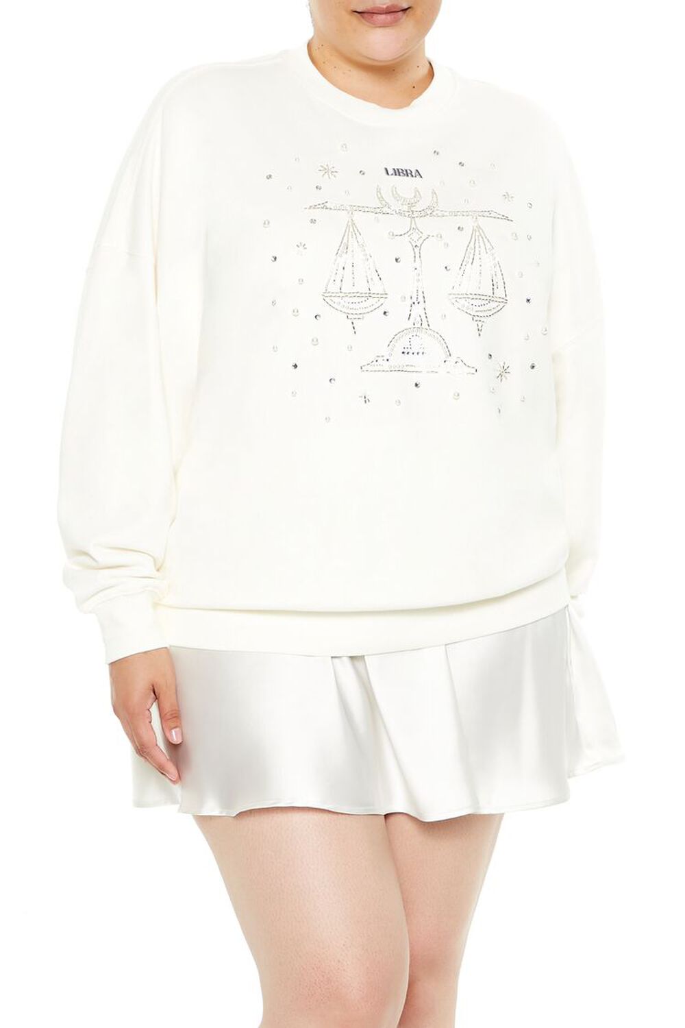 WHITE/MULTI Plus Size Beaded Libra Pullover, image 1