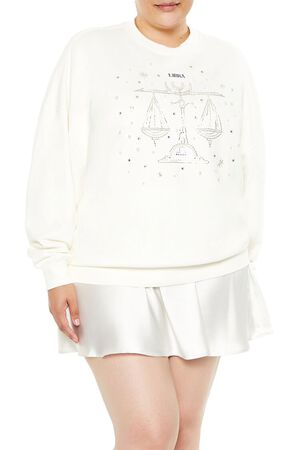 WHITE/MULTI Plus Size Beaded Libra Pullover, image 1