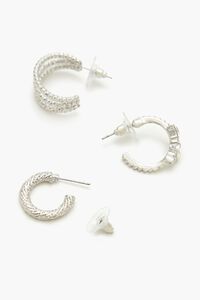 SILVER/CLEAR Twisted Rhinestone Hoop Earring Set, image 4