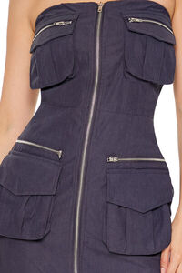 CHARCOAL Strapless Zip-Up Cargo Midi Dress, image 5