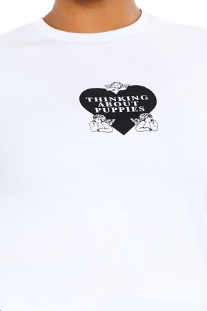 WHITE/MULTI Plus Size Thinking About Puppies Tee, image 3