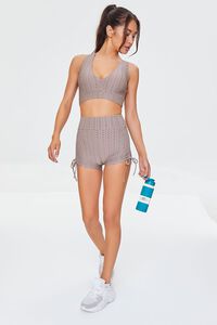 TAUPE Active Honeycomb Drawstring Biker Shorts, image 5