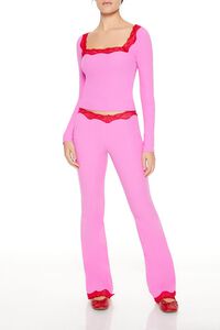 PINK/RED Lace-Trim Crop Top, image 2