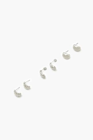 SILVER Rhinestone Hoop Earring Set, image 3