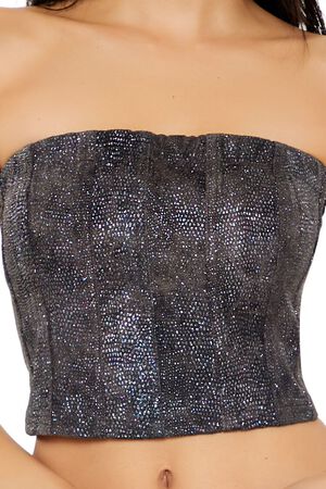 PURPLE/MULTI Rhinestone Faux Leather Tube Top, image 3